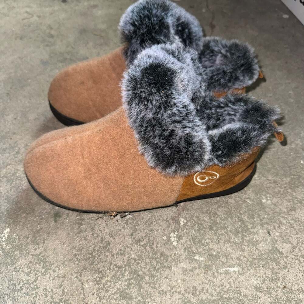 Ecetana Women's Fuzzy Memory Foam Closed Back Faux Fur Lined Slippers